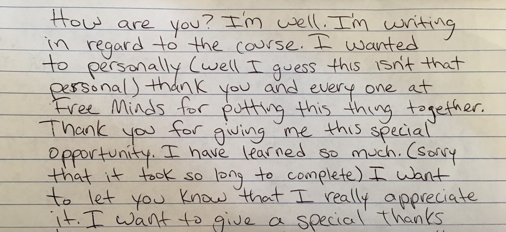 handwritten letter from federal prison