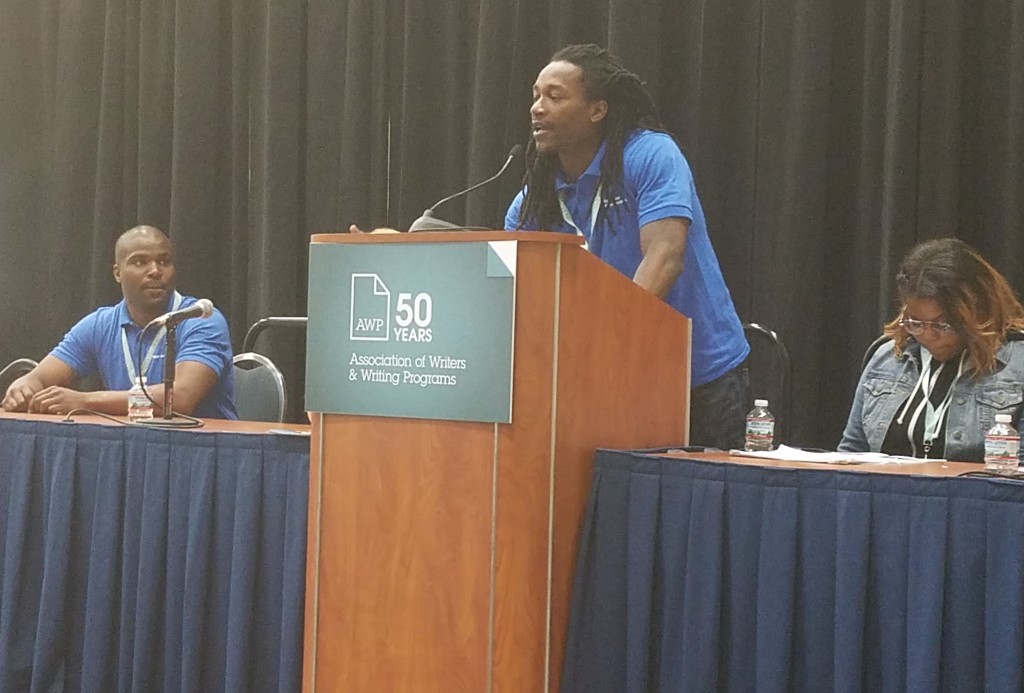 Terrell speaks at a podium